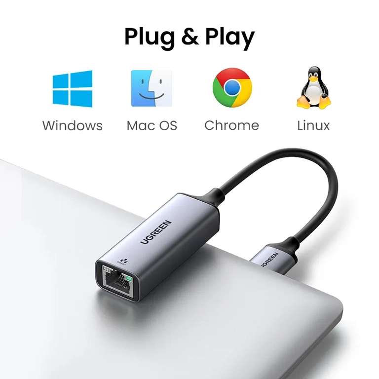 [11.11] Ethernet-адаптер Ugreen с USB 3.0, 1000 Мбит/с, алюминий