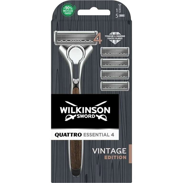 Подарочный бритвенный набор Wilkinson Sword Quattro Titanium Vintage с 5 кассетами (цена с Озон картой)