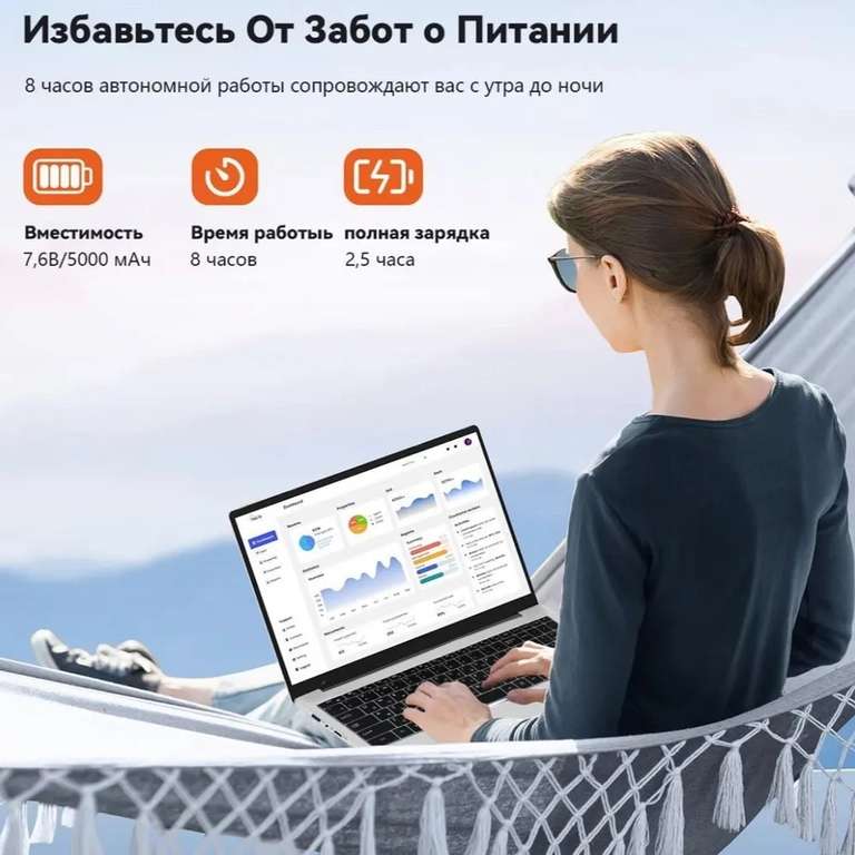 Ноутбук UZZAI S6-1T (16", IPS, Intel N5095, RAM 16 ГБ, SSD 512 ГБ, Intel UHD Graphics, Windows Pro), из-за рубежа