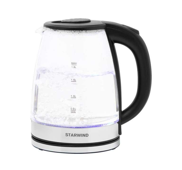 Чайник электрический StarWind SKG2050, 1800Вт, черный и серебристый