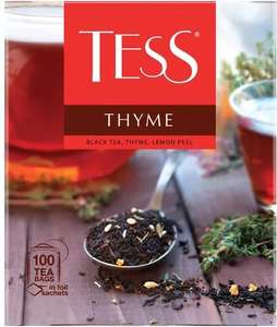 Чай в пакетиках черный Tess Thyme с чабрецом и цедрой лимона, 100 шт