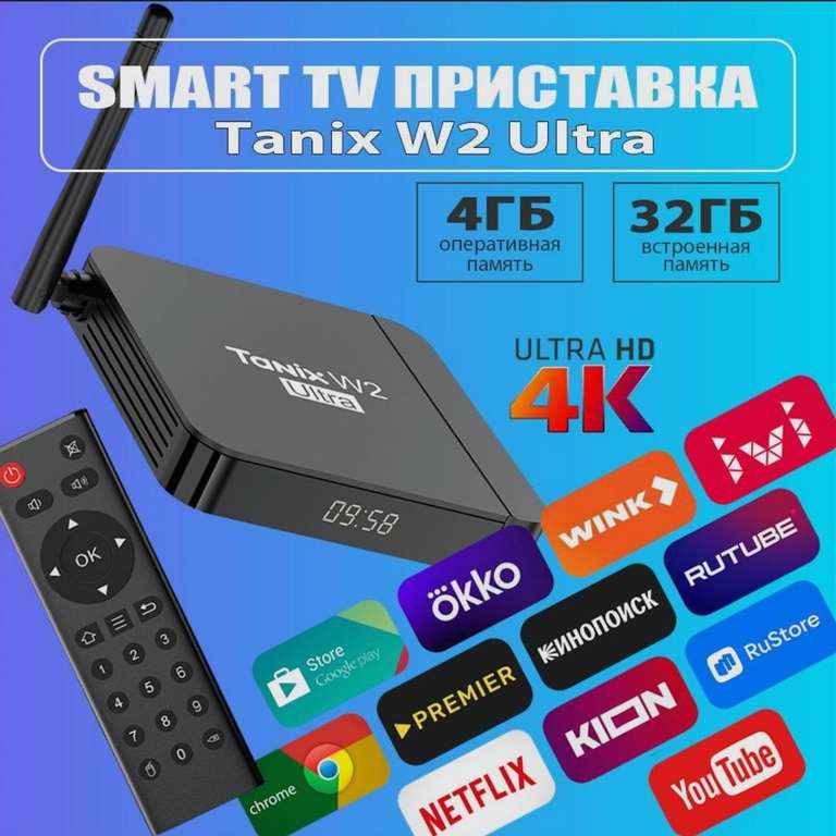 Приставка Tanix W2 ULTRA 4/32GB с улучшенными Wi-Fi и охлаждением