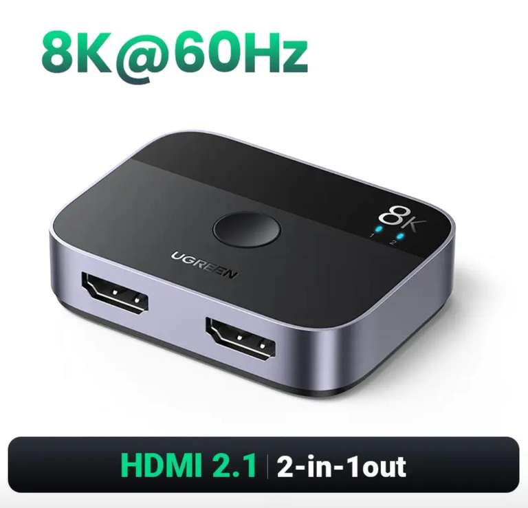 UGREEN HDMI 2.1 Разветвитель 8K 60Hz 4K 120Hz 2 в 1 выход (с купоном от продавца)
