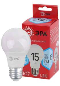 Лампа светодиодная Эра Red Line LED A60-15W-840-E27 груша, нейтральный, белый, 15 Вт