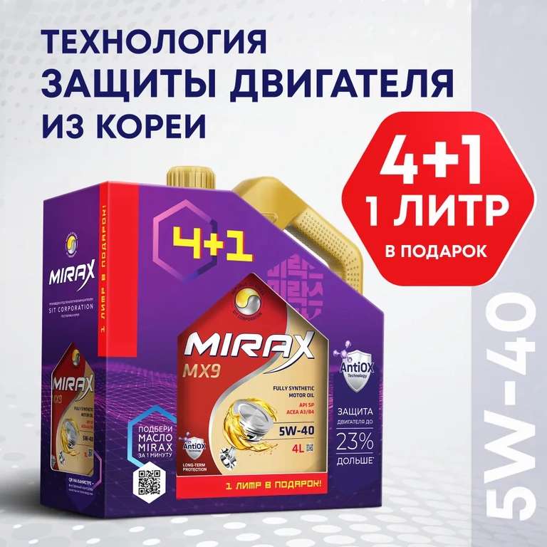 Масло Mirax Mx9 5w40 5 литров