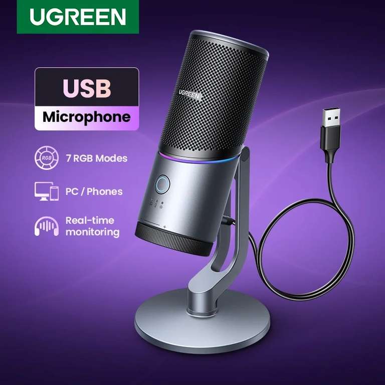 Конденсаторный USB-микрофон UGREEN CM769 с RGB