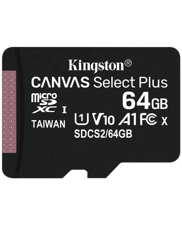 Карта памяти 64 Гб Kingston Canvas Select Plus microSDXC (SDCS2/64GBP), UHS-I, U1, class 10