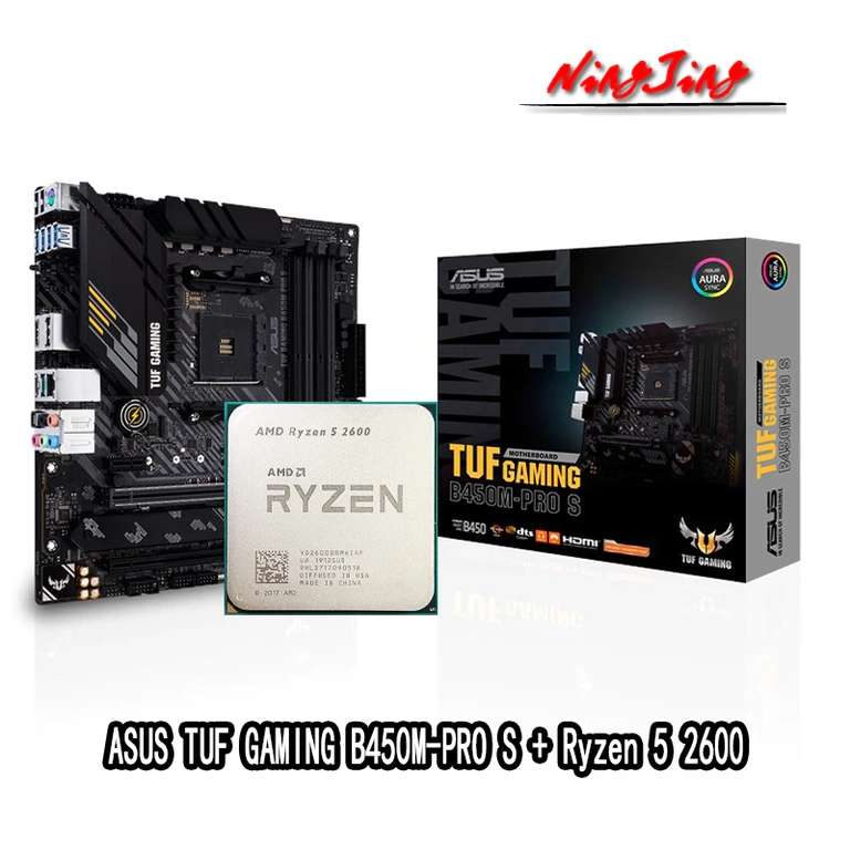 Процессор AMD Ryzen 5 2600 + материнская плата ASUS Новый TUF GAMING B450M PRO S