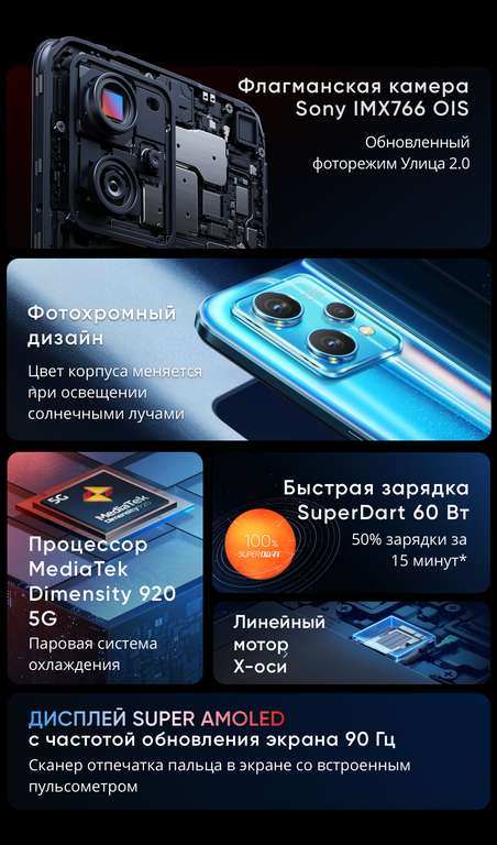Смартфон Realme 9 pro plus 5G, 8/128 Гб (Глобальная версия)