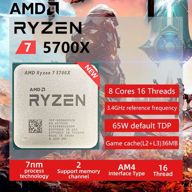 Процессор AMD Ryzen 7 5700X 4.6 ГГц Восьмиядерный 16-поточный процессор АМ4