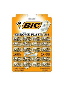 Двусторонние лезвия для бритья BIC PLATINUM CHROME для Т-образных станков для бритья, 100 лезвий