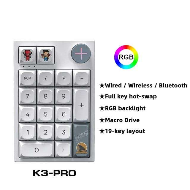 Цифровая клавиатура (нумпад) беспроводная/проводная Darmoshark K3 PRO