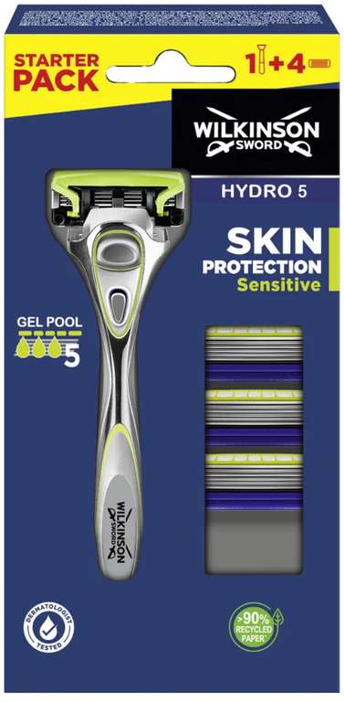 Wilkinson Sword Hydro5 Skin Protection Sensitive Мужской станок для бритья и 4 сменные кассеты