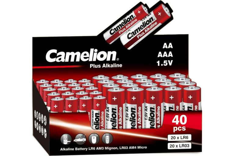 Батарейка Camelion Plus Alkaline COMBO40 (20LR6 + 20LR03-CB, 1.5В), набор 40 шт