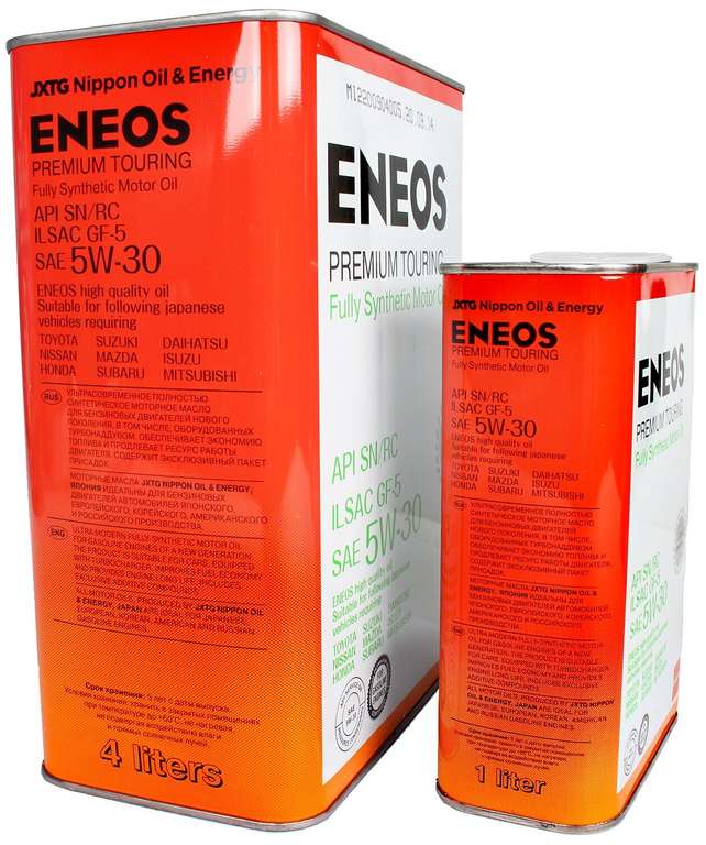 Синтетическое моторное масло ENEOS Premium touring SN 5w-30. 4 л.