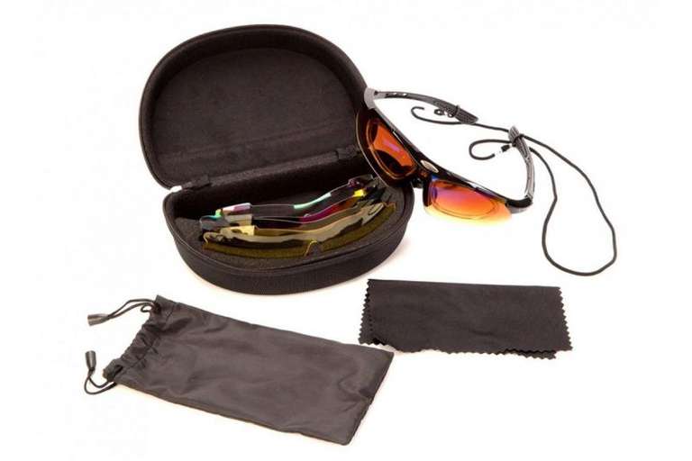 Спортивные очки Bradex с 5 сменными линзами в чехле, красные/черные