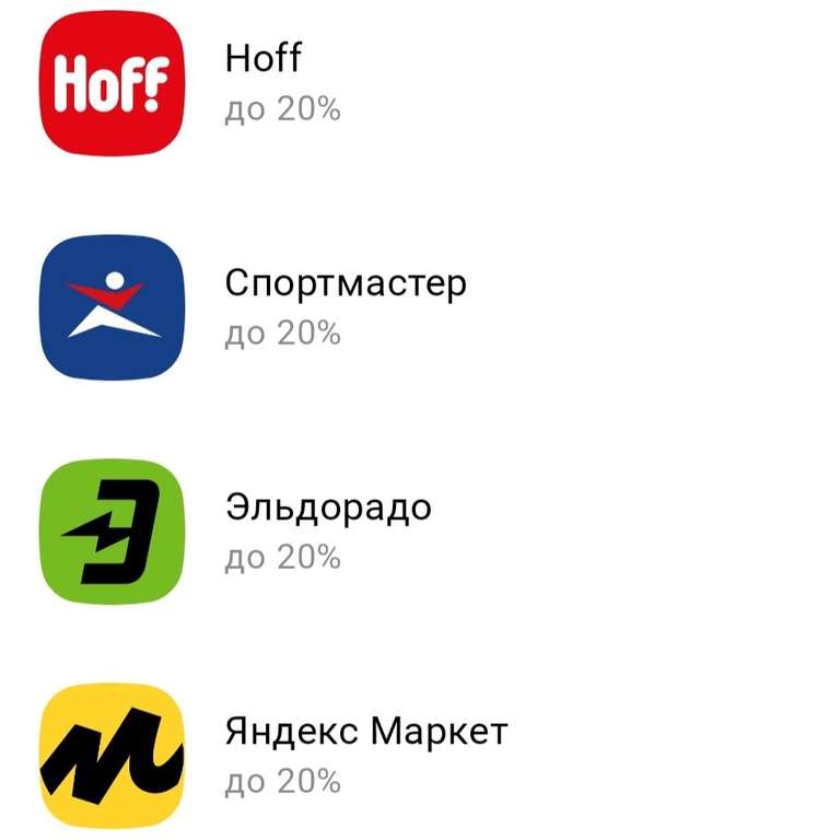Кешбек 20% на покупки: Яндекс Маркет, Эльдорадо, СпортМастер, Hoff при оплате любой картой Альфа банка (09-13.11.22, возможно, не для всех)