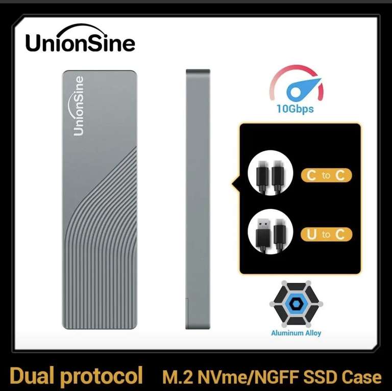 SSD Case m2 (любые) Nvme, sata Кейс-переходник на usb-c или usb-a Usb 3.1 gen2