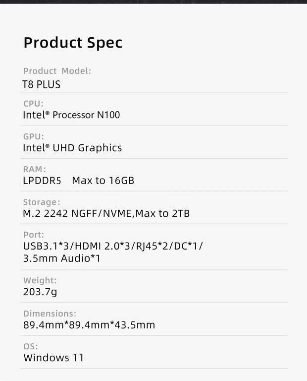 Неттоп FIREBAT T8 PLUS N100 16Gb DDR5 512Gb SSD (из-за рубежа)