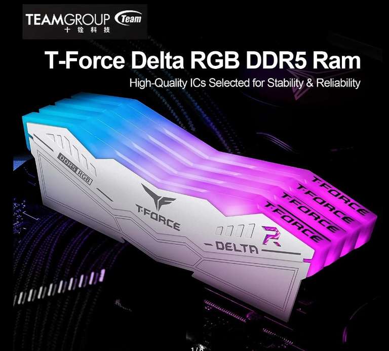 Настольный модуль памяти TeamGROUP T-Force Delta RGB DDR5 Ram 32GB (2x16GB) 6000MHz PC5-48000 CL30( чёрные и белые)