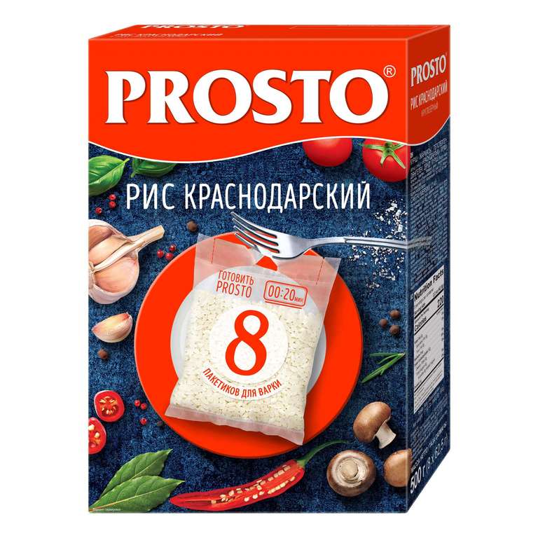 Рис Prosto круглозерный краснодарский 62.5 г 8 пакетиков