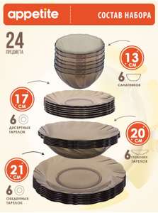 (РАЗОБРАЛИ) Сервиз обеденный Appetite "Bronze" 24 предмета (по озон карте 949₽)