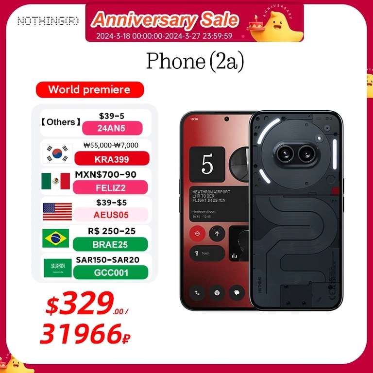 Смартфон Nothing Phone (2a), 8/128 Гб, черный и белый (цена зависит от аккаунта)