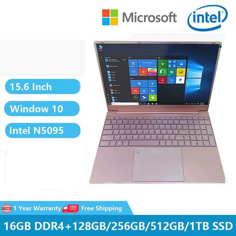 Ноутбук 15.6", IPS, 1920x1080, N5095, 16/512 Гб, Windows 10, розовый и серебряный