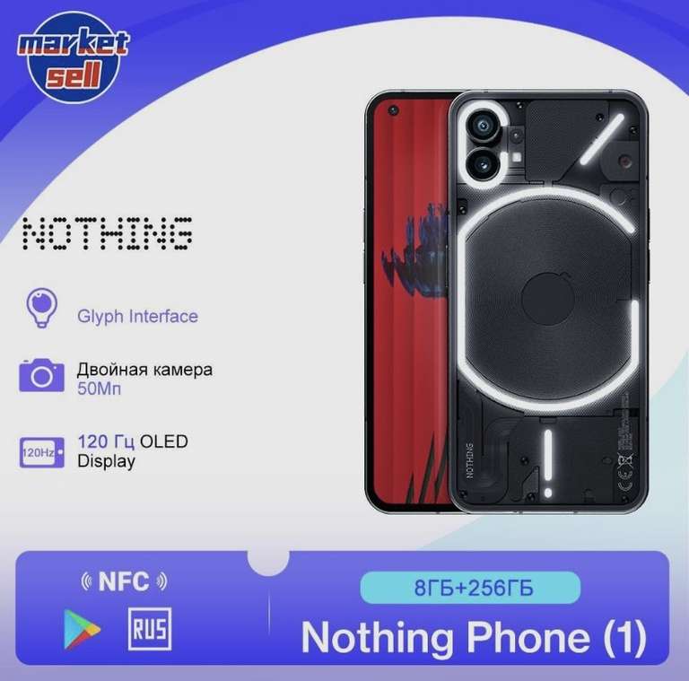 Смартфон Nothing Phone 1 8/256gb global version (из-за рубежа, при оплате картой OZON)