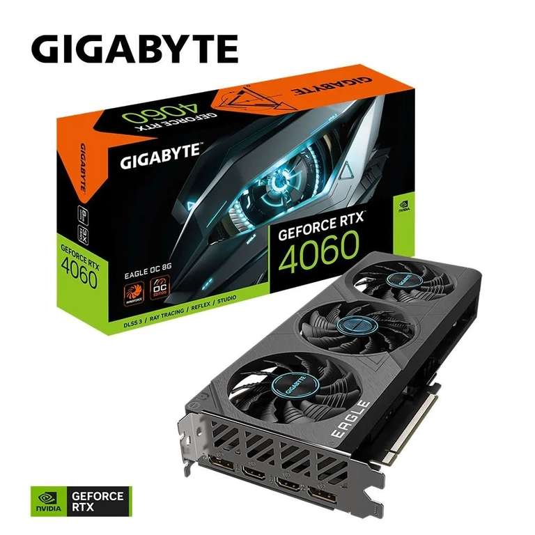 Видеокарта Gigabyte GeForce RTX 4060 8 ГБ (Gigabyte RTX4060 EAGLE OC 8G), из-за рубежа, при оплате картой OZON