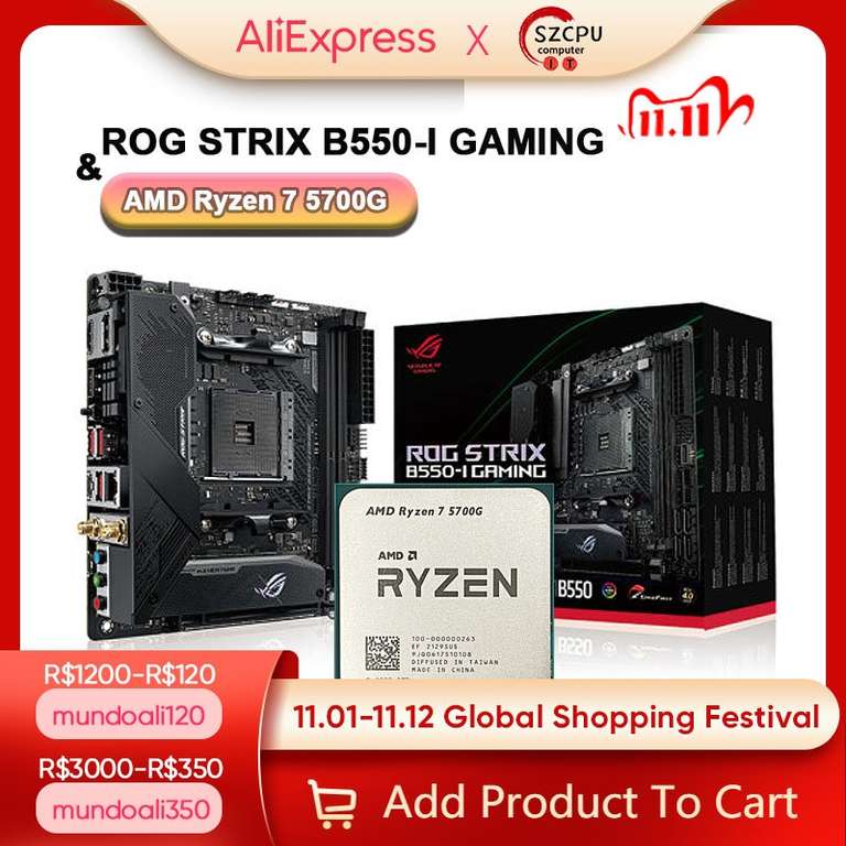 Комплект материнская плата Asus ROG Strix B550-I Gaming + процессор AMD Ryzen 7 5700G