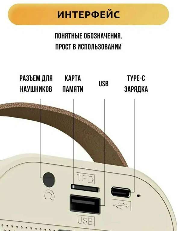 Детская караоке система с двумя беспроводными микрофонами и колонкой, бежевый (с картой  Пэй)