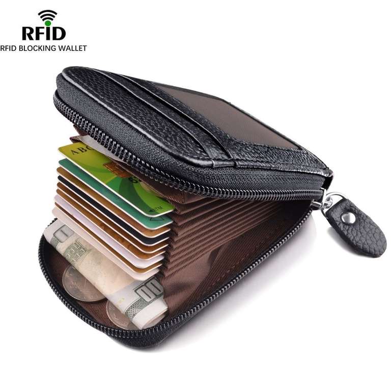 Мужской бумажник из натуральной кожи с отделением для кредитных карт и блокировкой RFID