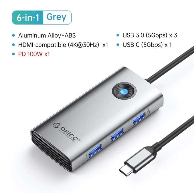 Док-станция Orico, USB Type-C, USB 3.0, HDMI