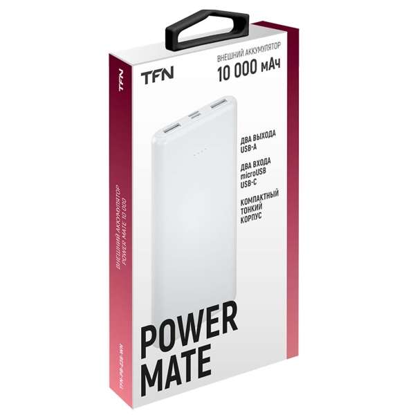 Внешний аккумулятор TFN Power Mate 10000 мАч (чёрный и белый)