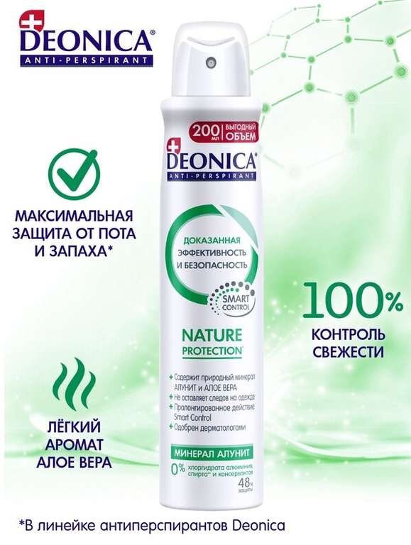 Антиперспирант спрей DEONICA Nature Protection, 200 мл