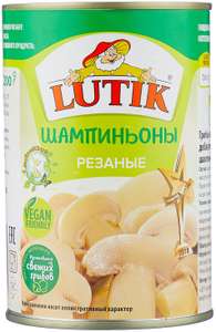 Шампиньоны Lutik соленые резаные, 425 мл