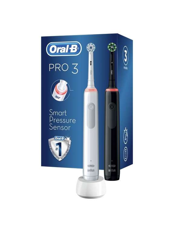 Набор электрических щеток Oral-B Pro 3 3900 2шт, черная и белая