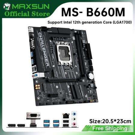 Материнская плата MAXSUN MS-B660M LGA1700 (DDR4 для CPU12400/12400F/12700)