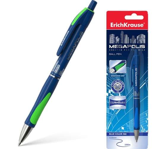 Автоматическая шариковая ручка ErichKrause MEGAPOLIS Concept Matic&Grip, цвет чернил синий, 24 шт. в упаковке 17727