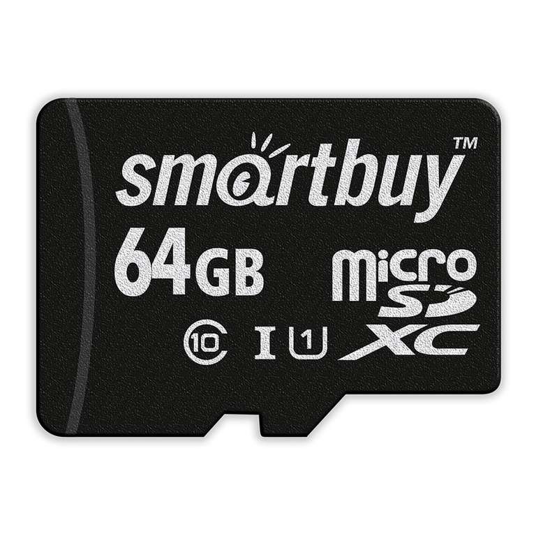 Карта памяти Smartbuy 64 ГБ microSDXC SB64GBSDCL10-00 Class 10 UHS-I