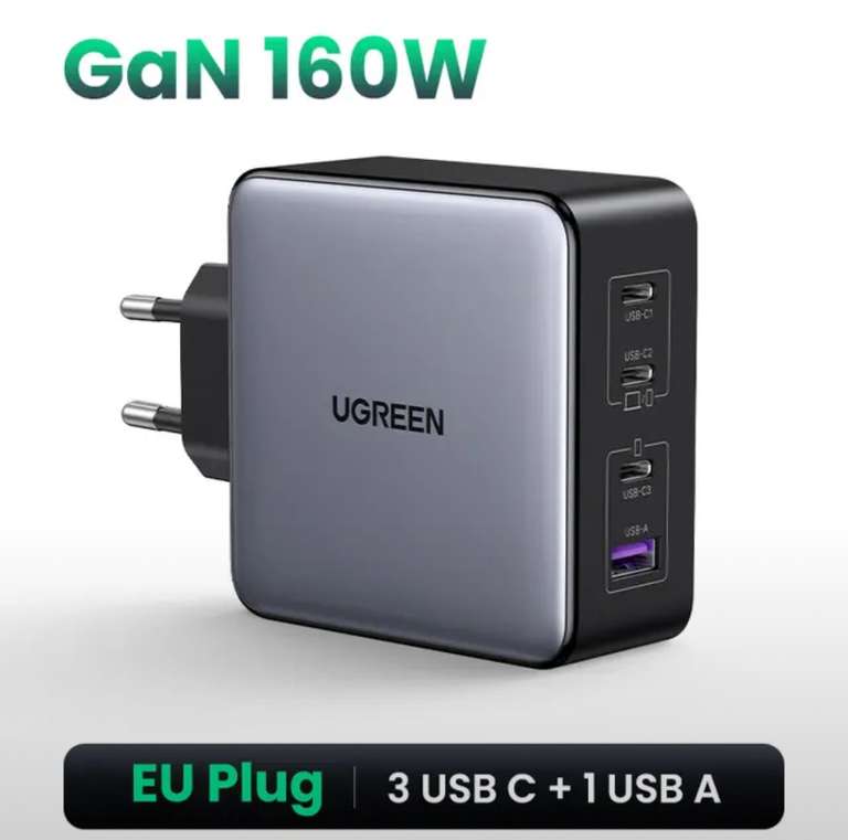 Зарядное устройство UGREEN, USB Type-C, 160 Вт, QC4.0 3,0