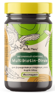 Витаминный комплекс для формирования оперения у всех видов птиц ExoticMenu Multibiotin-Birds, 50 г