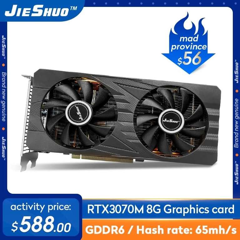 Видеокарта Jieshuo RTX 3070 no lhr, laptop