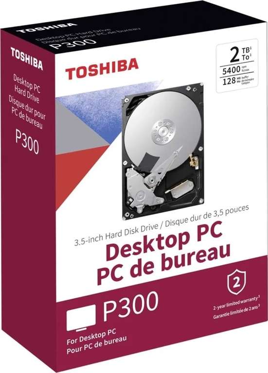 2 ТБ Внутренний жесткий диск Toshiba P300 3.5" 5400 (HDWD220EZSTA), с Ozon Картой