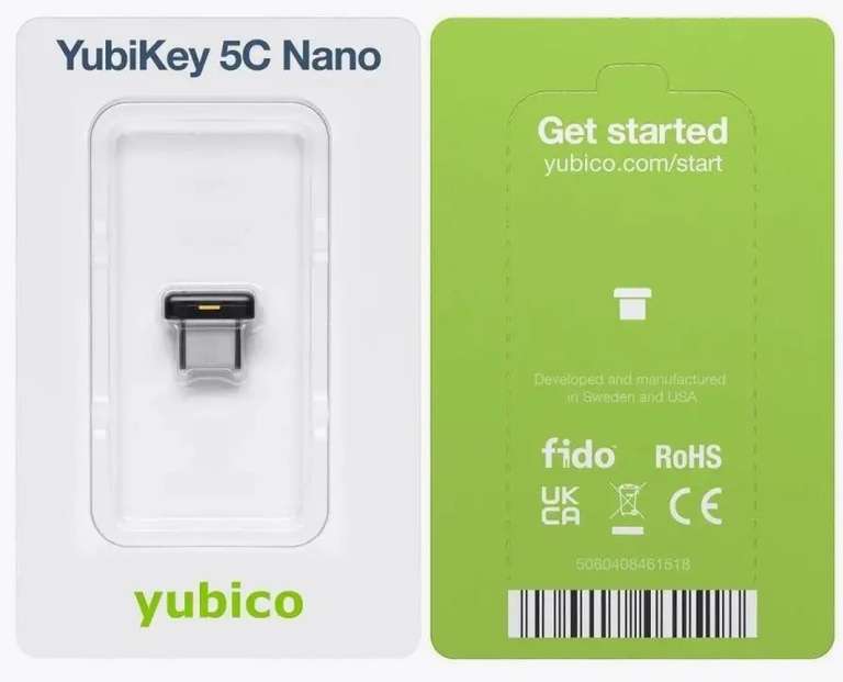 Аппаратный ключ безопасности YubiKey 5C Nano