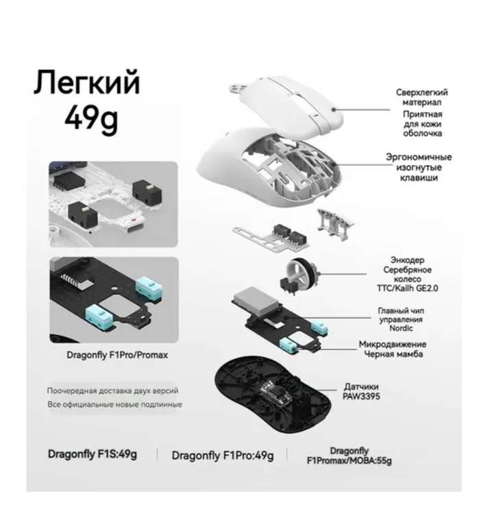 Игровая мышь беспроводная VGN F1 PRO+4K приёмник, белый (из-за рубежа)