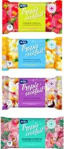 Влажные салфетки Aura Tropic Cocktail освежающие, 15 шт.