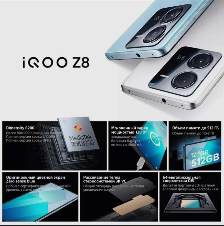 Смартфон Vivo iQOO Z8 12/256 ГБ (из-за рубежа)