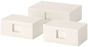 Набор для игры и хранения ИКЕА БЮГГЛЕК, белый, 3 шт. в стиле LEGO